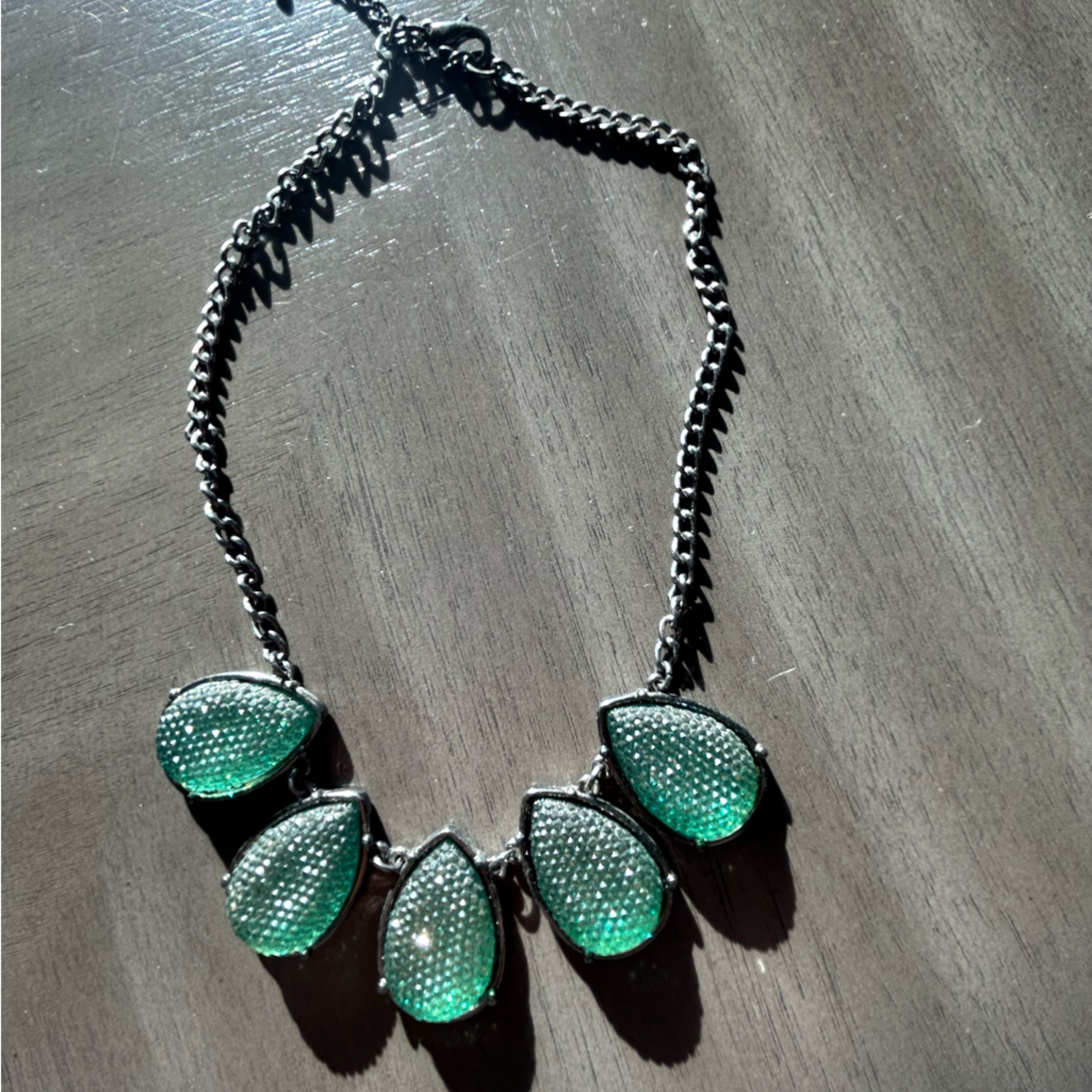 Green Stone And Black Necklace